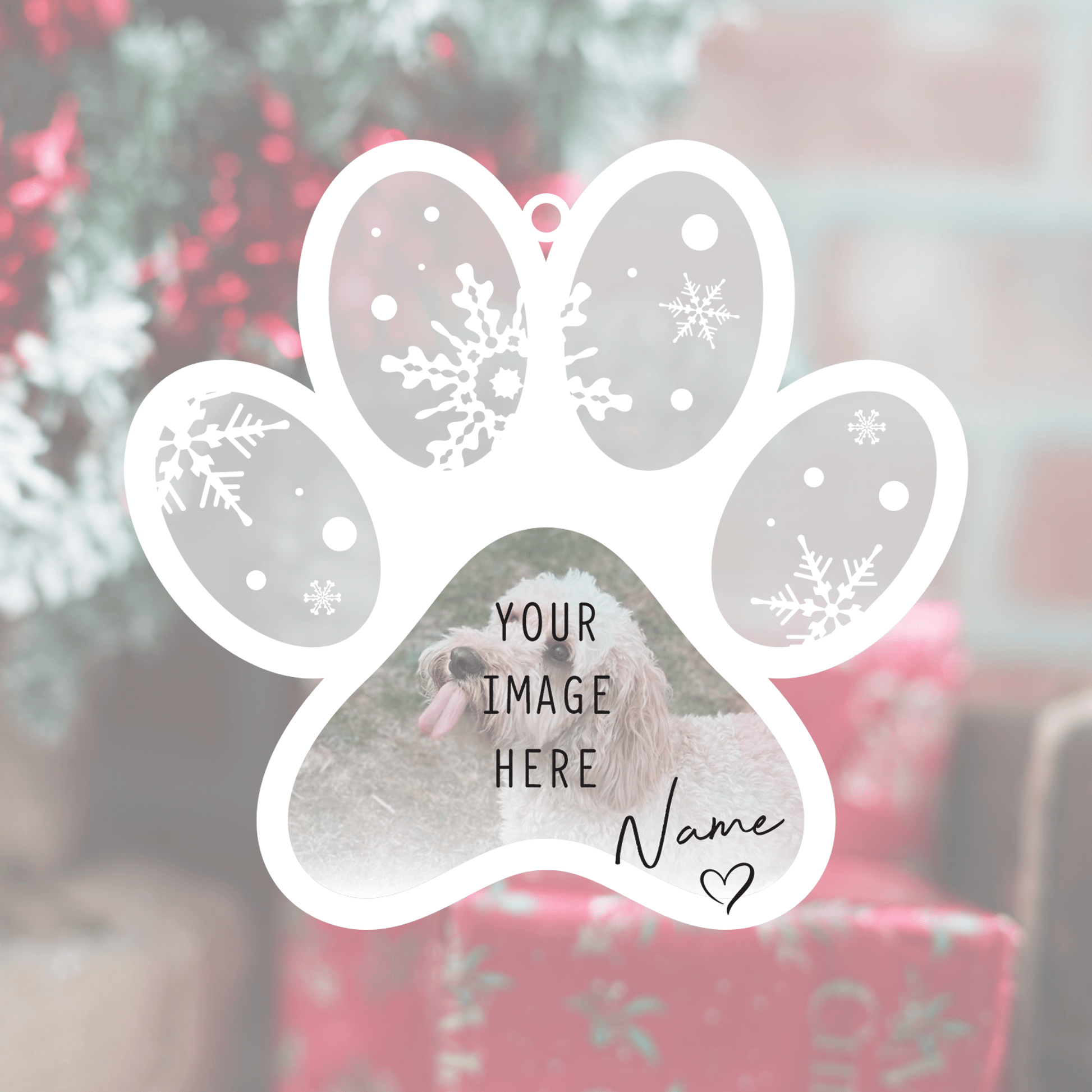 Personalised Printed Frosted Photo Paw Bauble - So Bespoke Gifts