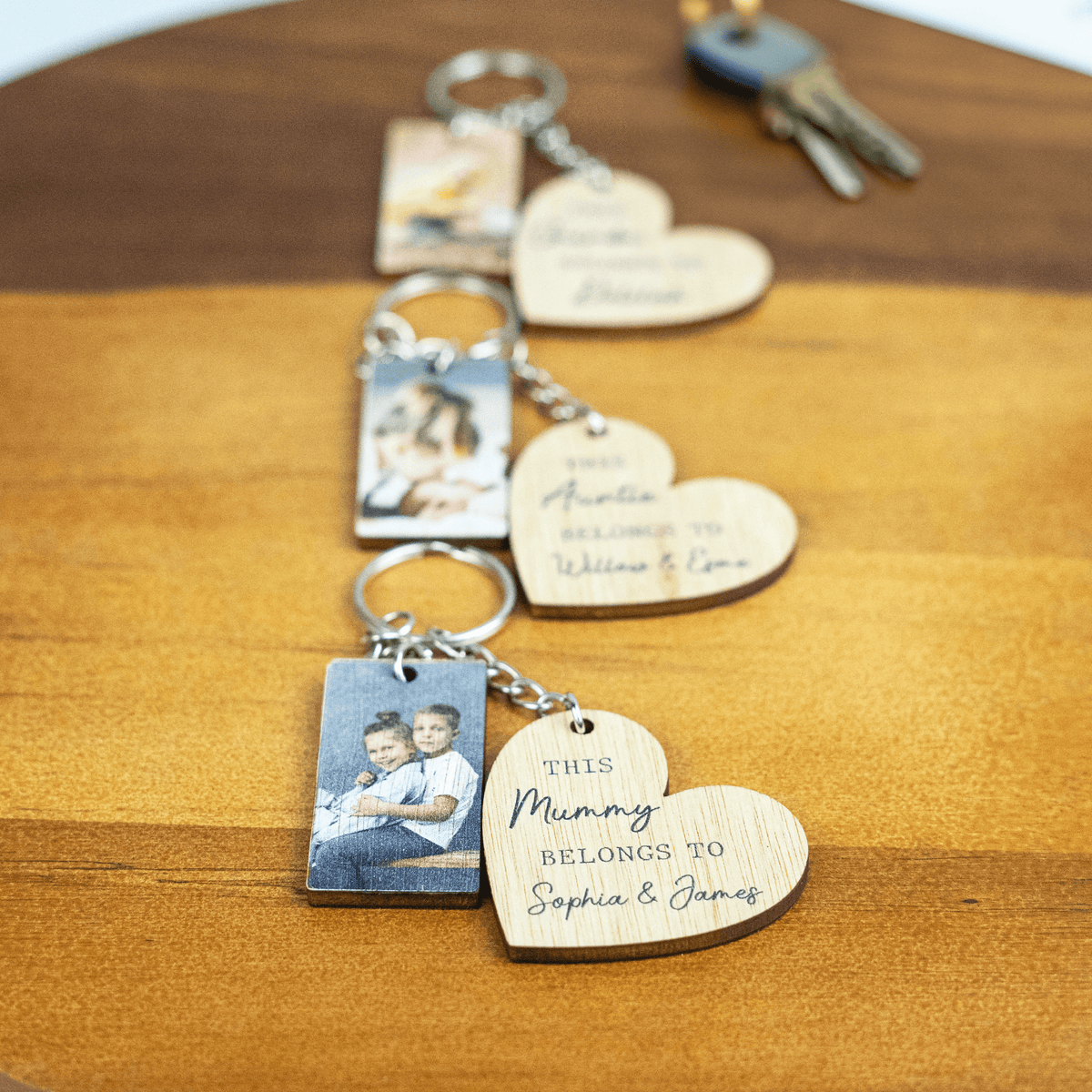 Personalised Printed Parent's Wooden Keyring - So Bespoke Gifts