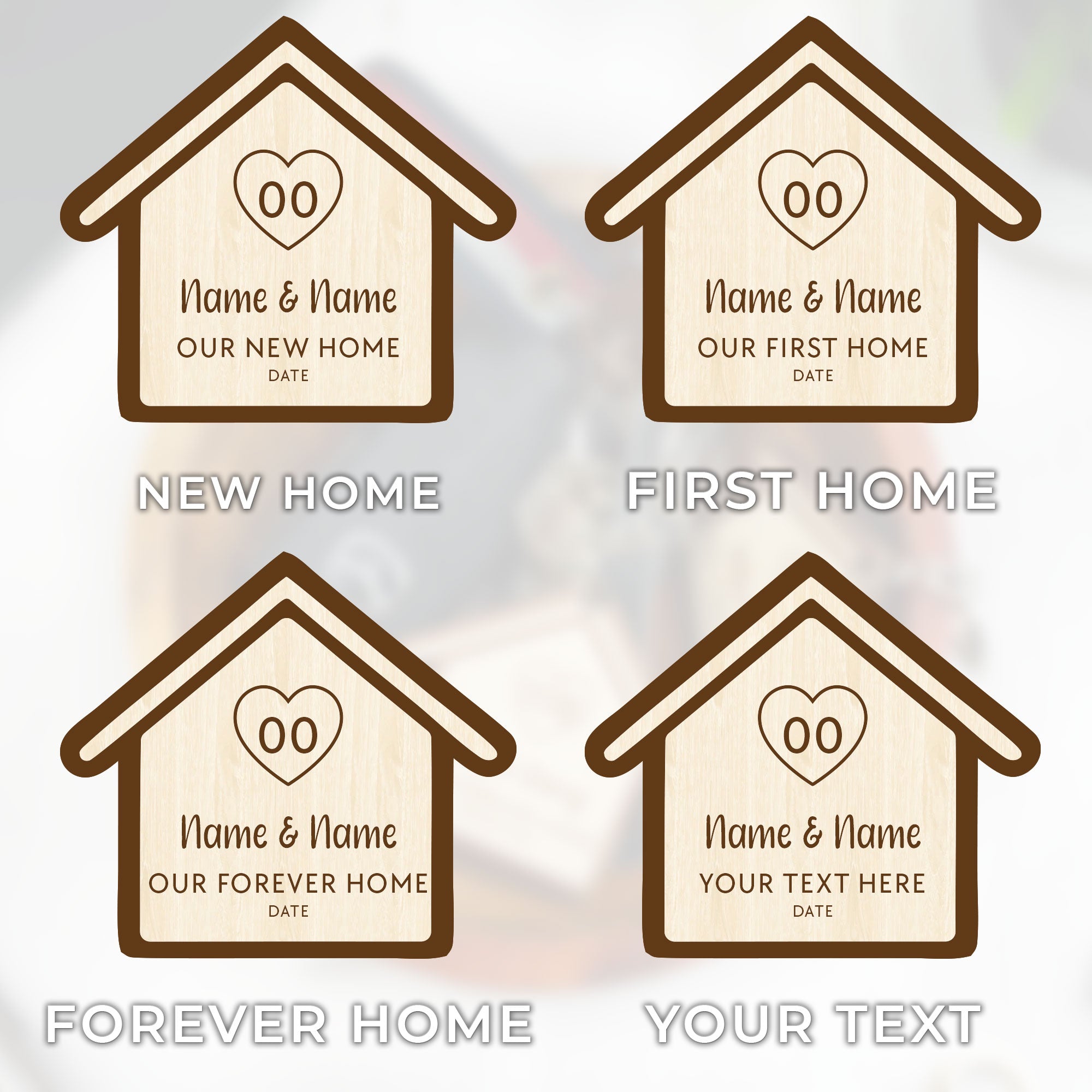 Personalised New Home Wooden Keyring