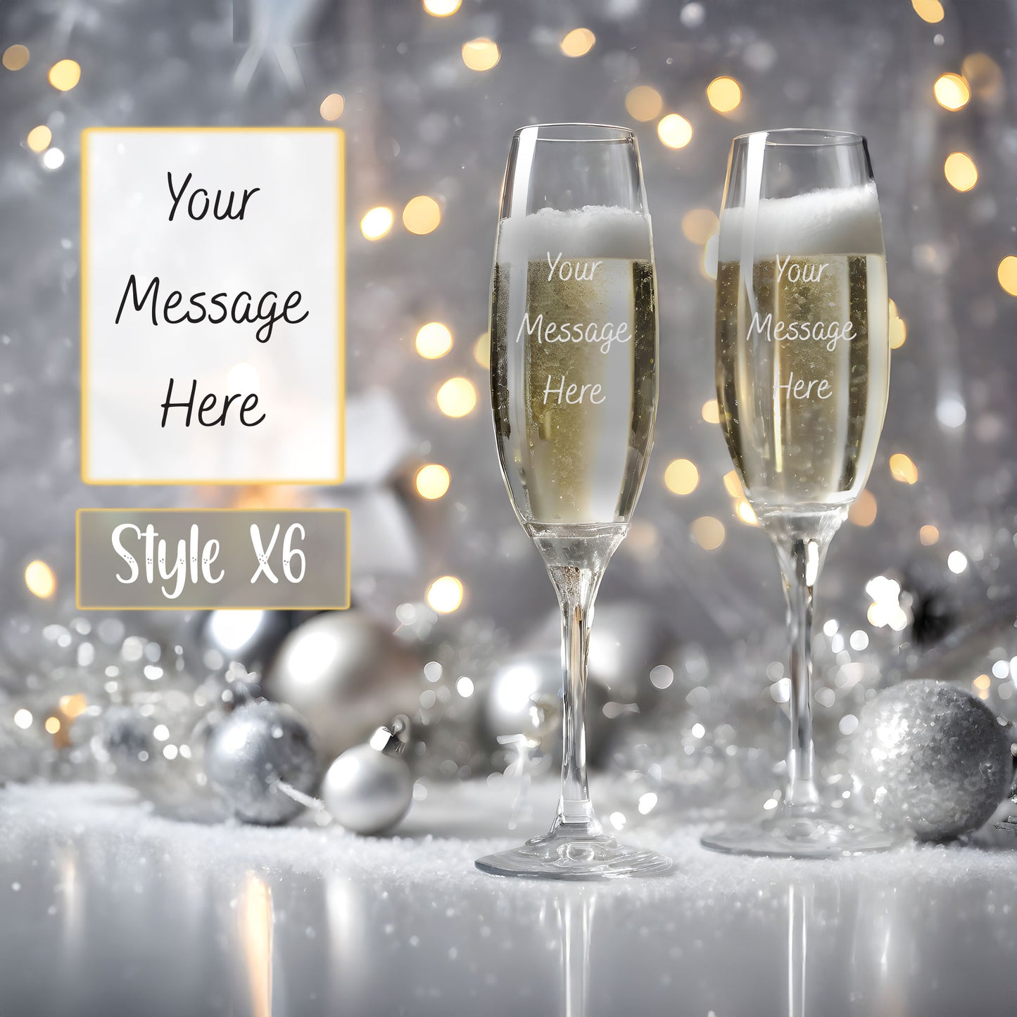 Personalised Engraved Christmas Champagne Flute