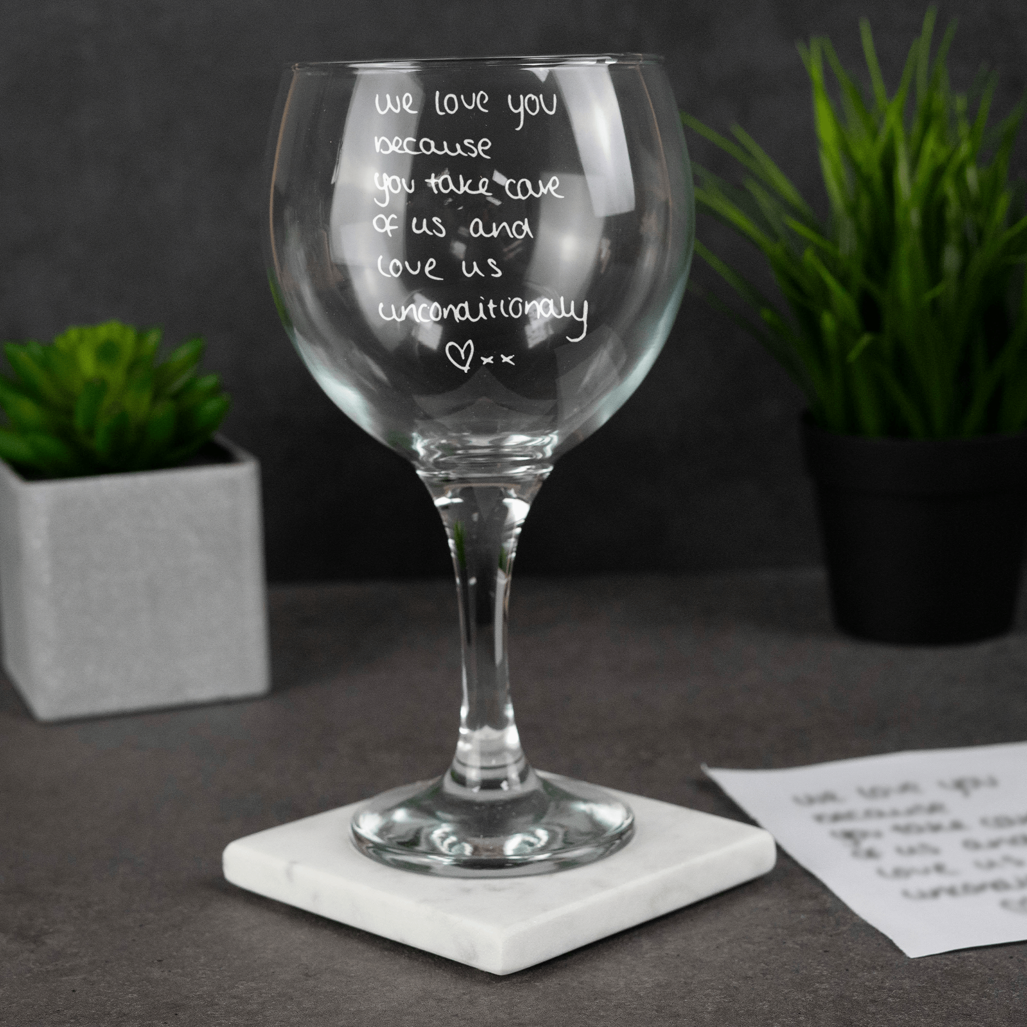 Engraved Custom Handwriting Gin Glass - So Bespoke Gifts