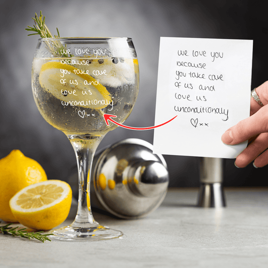 Engraved Custom Handwriting Gin Glass - So Bespoke Gifts