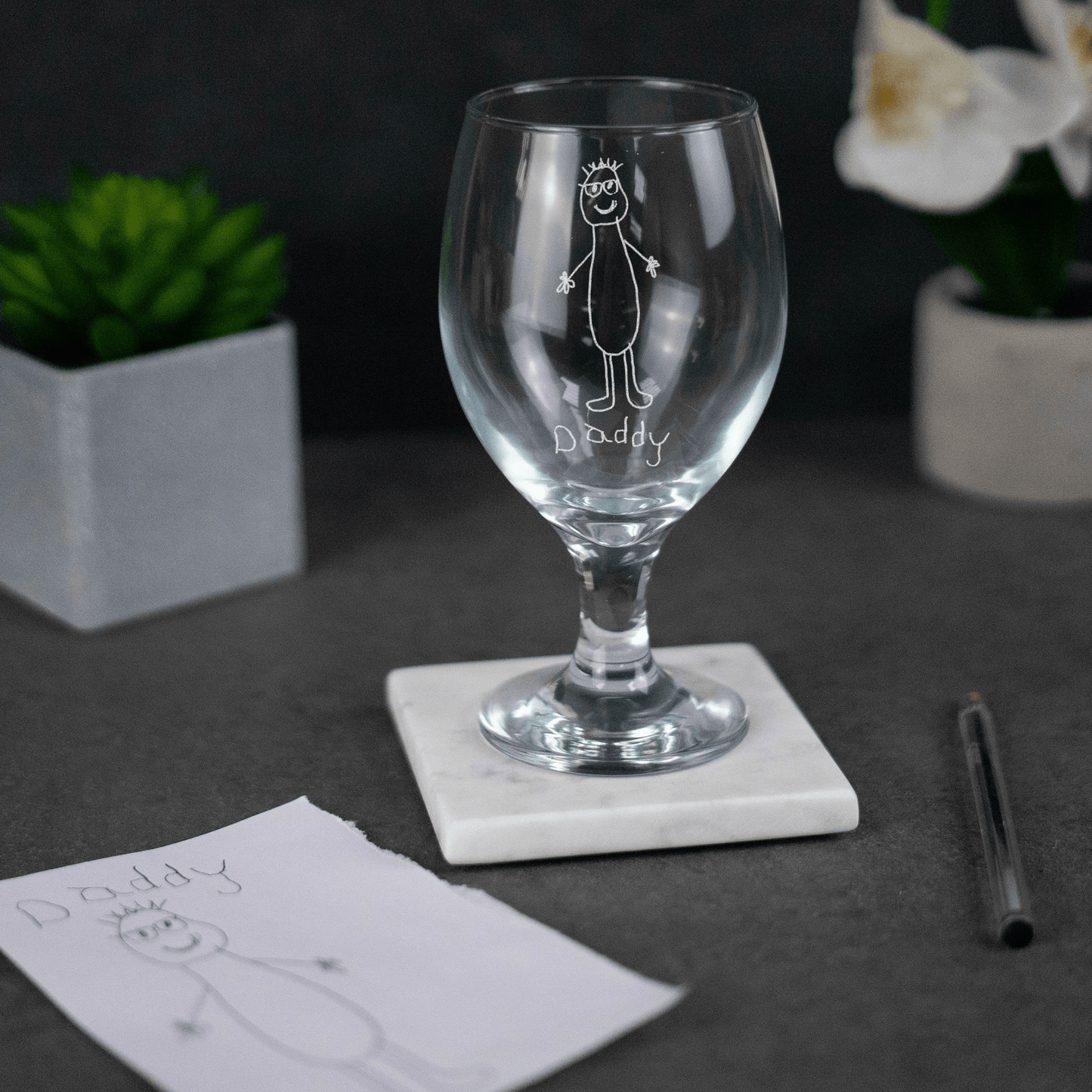 Engraved Custom Handwriting Stemmed Beer Glass - So Bespoke Gifts