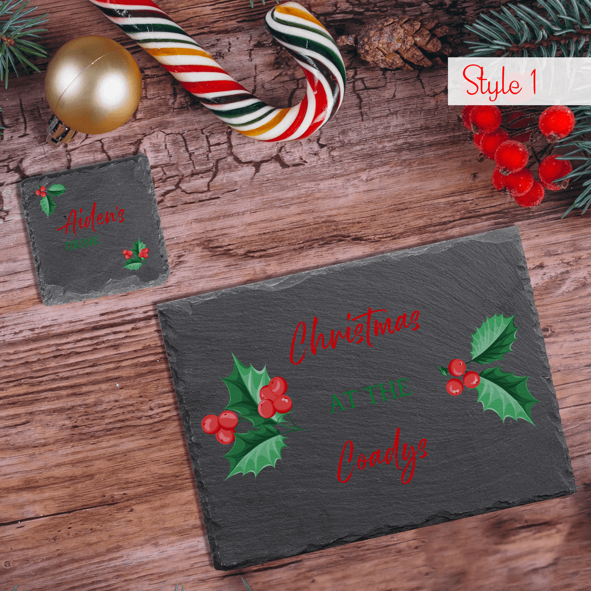 Personalised Christmas Slate Placemat - So Bespoke Gifts