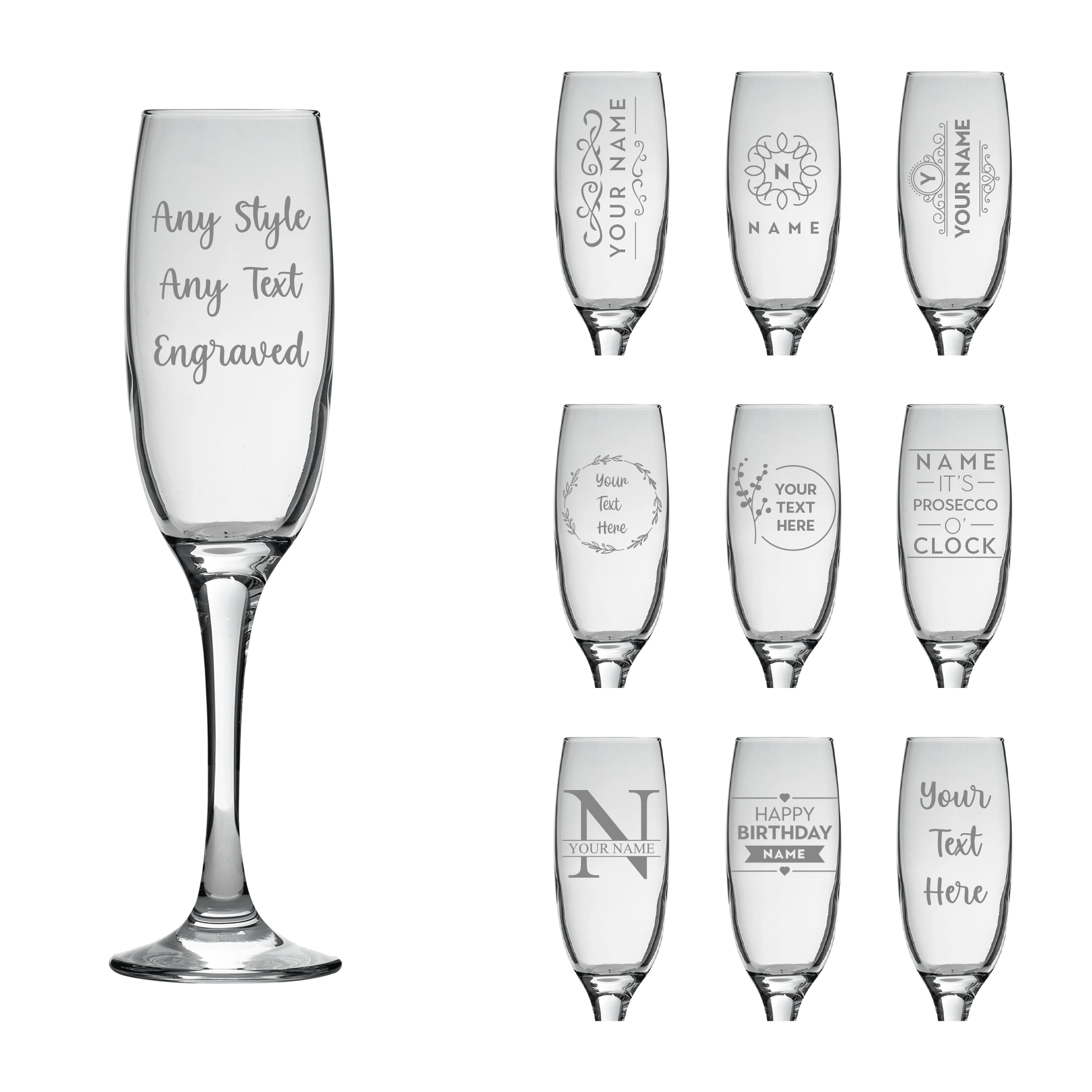 Personalised Engraved Champagne Flute Glass - So Bespoke Gifts