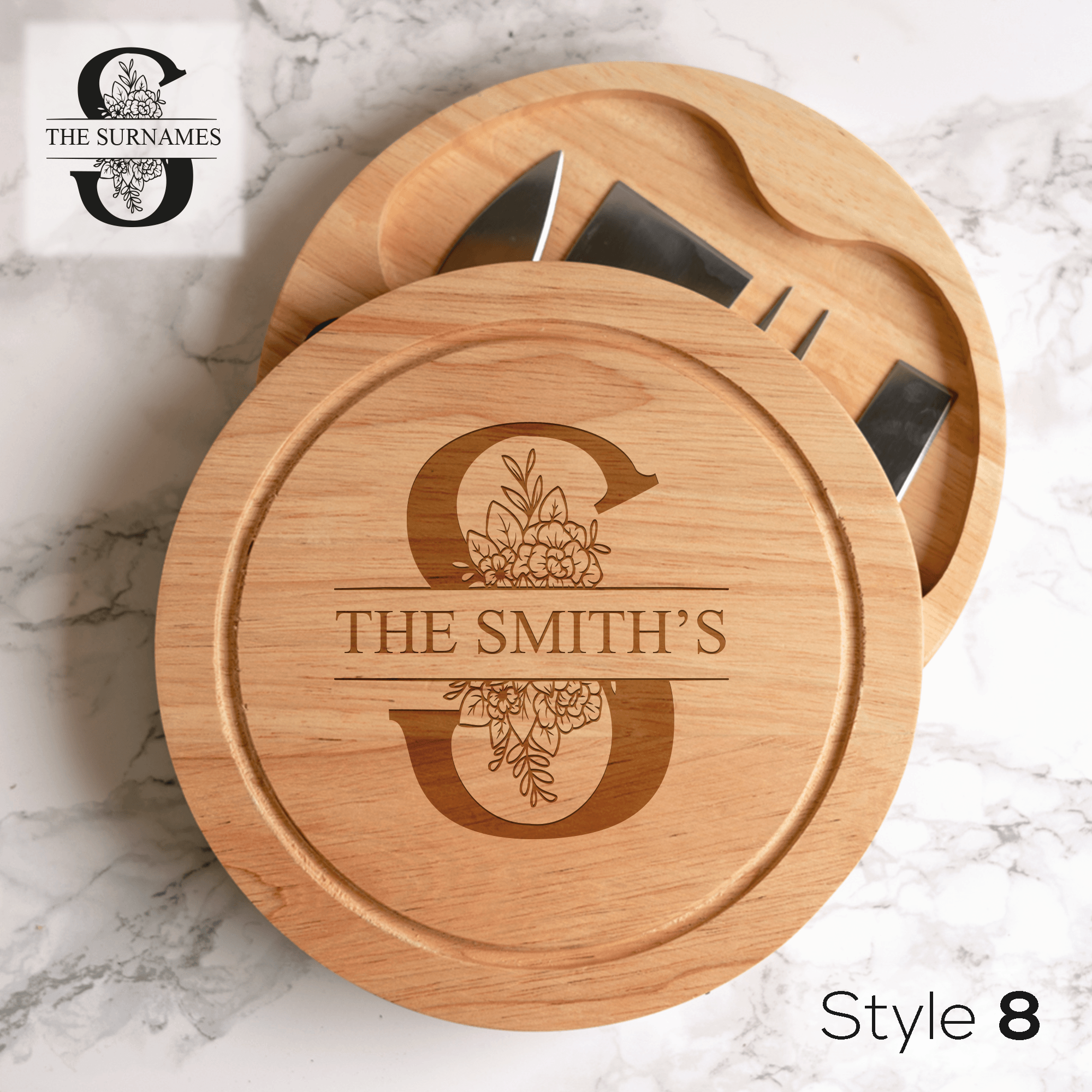 Personalised Engraved Cheese Serving Board With Cheese Knife Set - So Bespoke Gifts