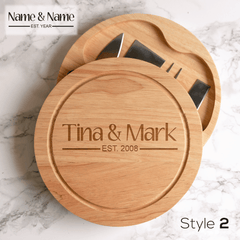 Personalised Engraved Cheese Serving Board With Cheese Knife Set - So Bespoke Gifts