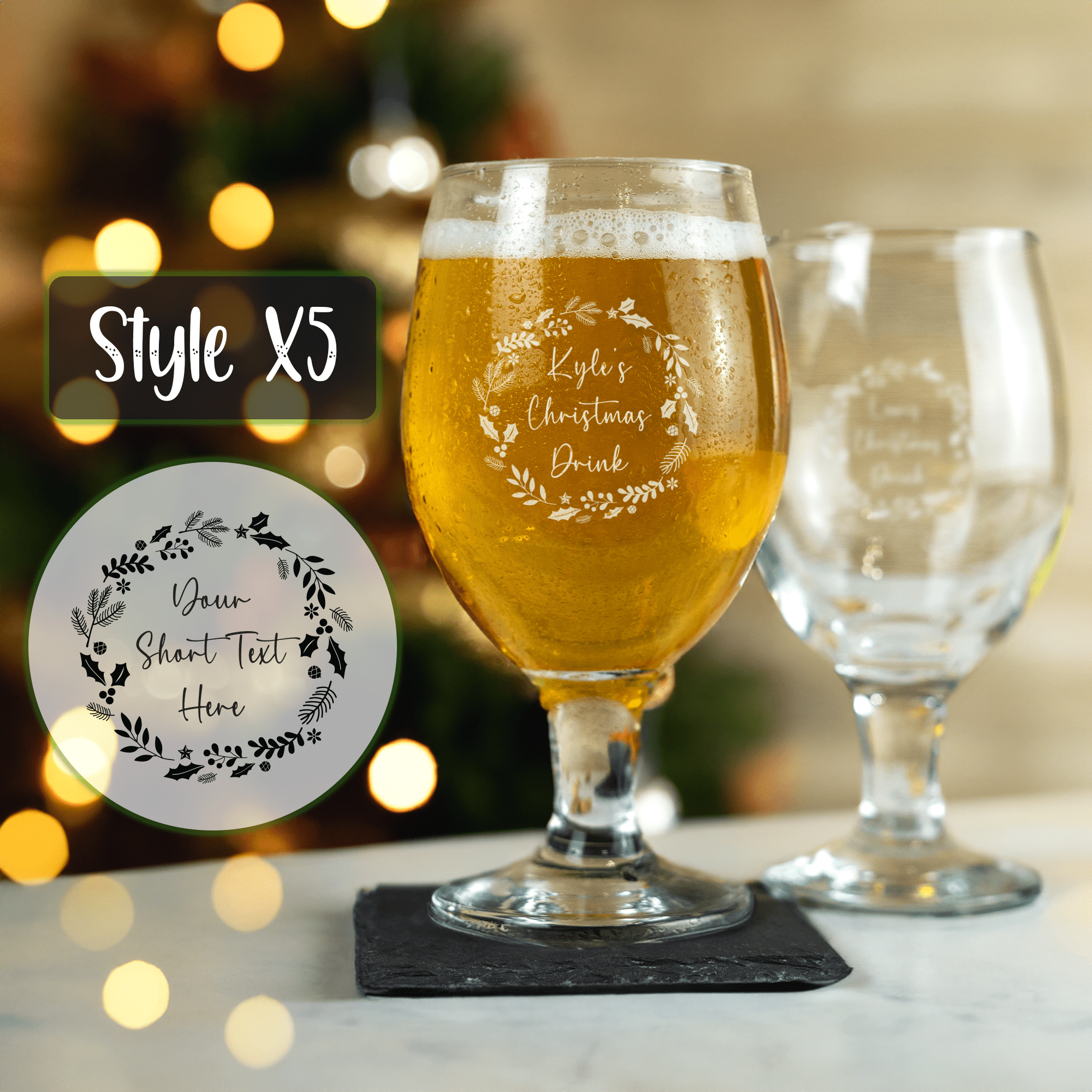 Personalised Engraved Christmas Stemmed Beer Glass - So Bespoke Gifts