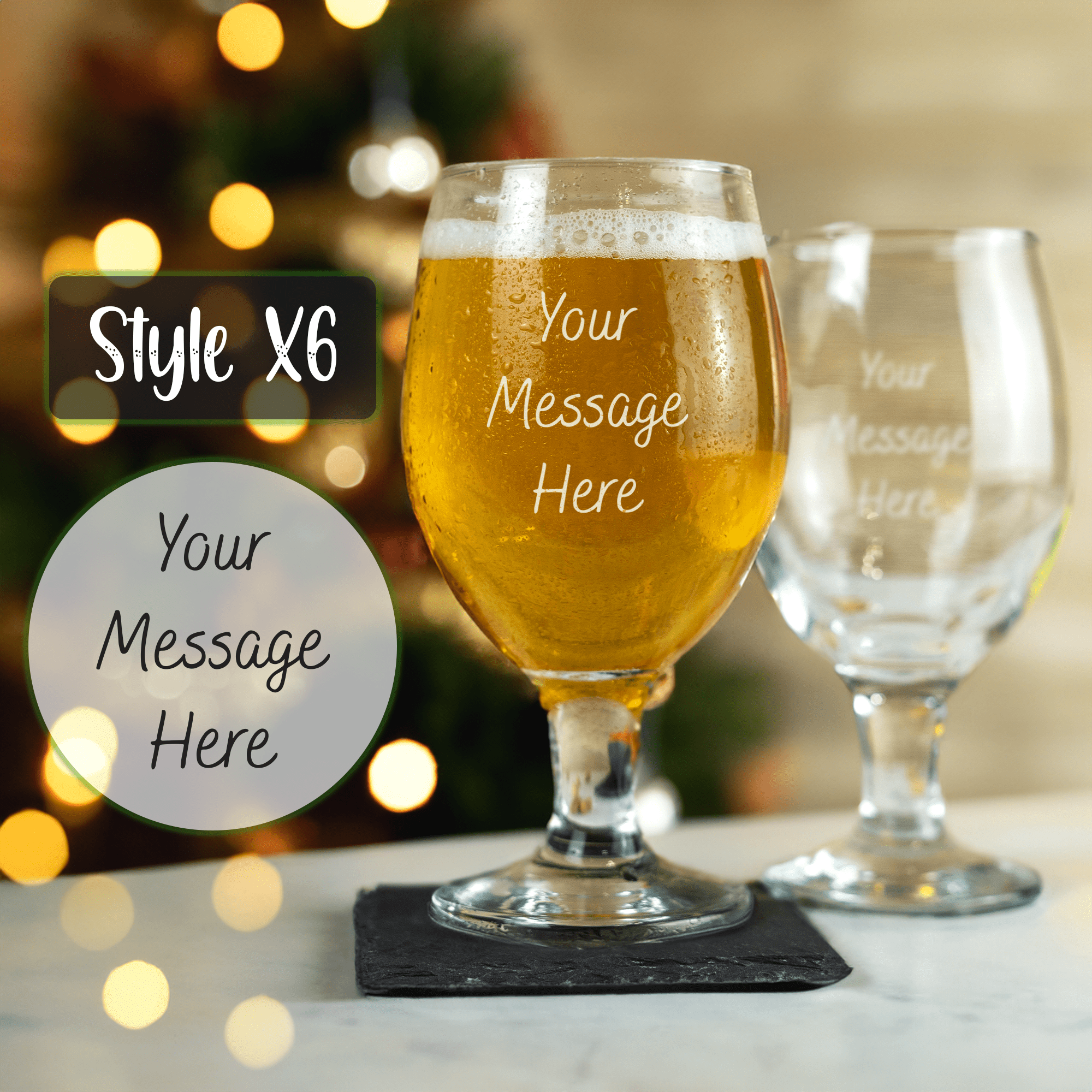Personalised Engraved Christmas Stemmed Beer Glass - So Bespoke Gifts