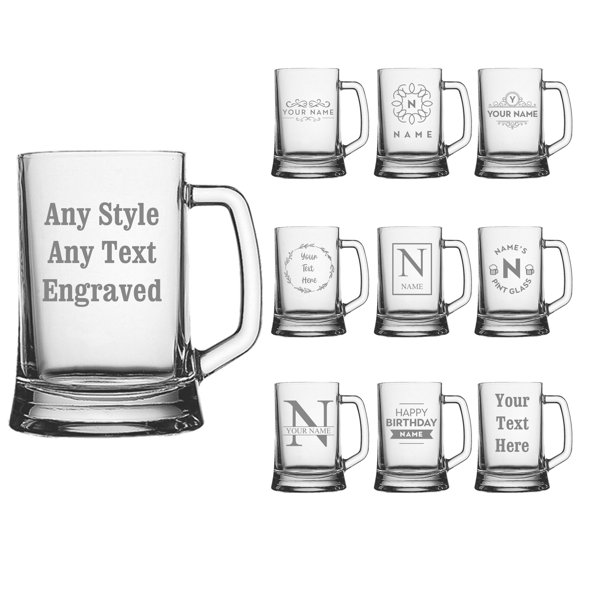 Personalised Engraved Glass Beer Tankard - So Bespoke Gifts