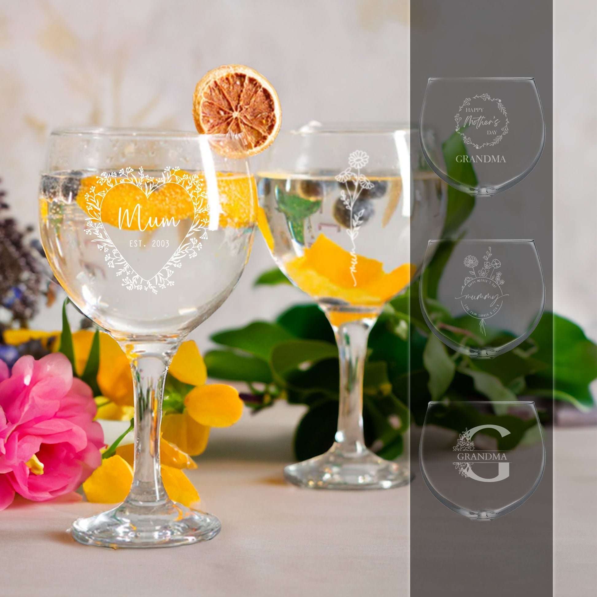 Personalised Engraved Mothers Day Gin Glass - So Bespoke Gifts