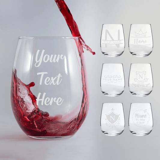 Personalised Engraved Stemless Red Wine Glass - So Bespoke Gifts