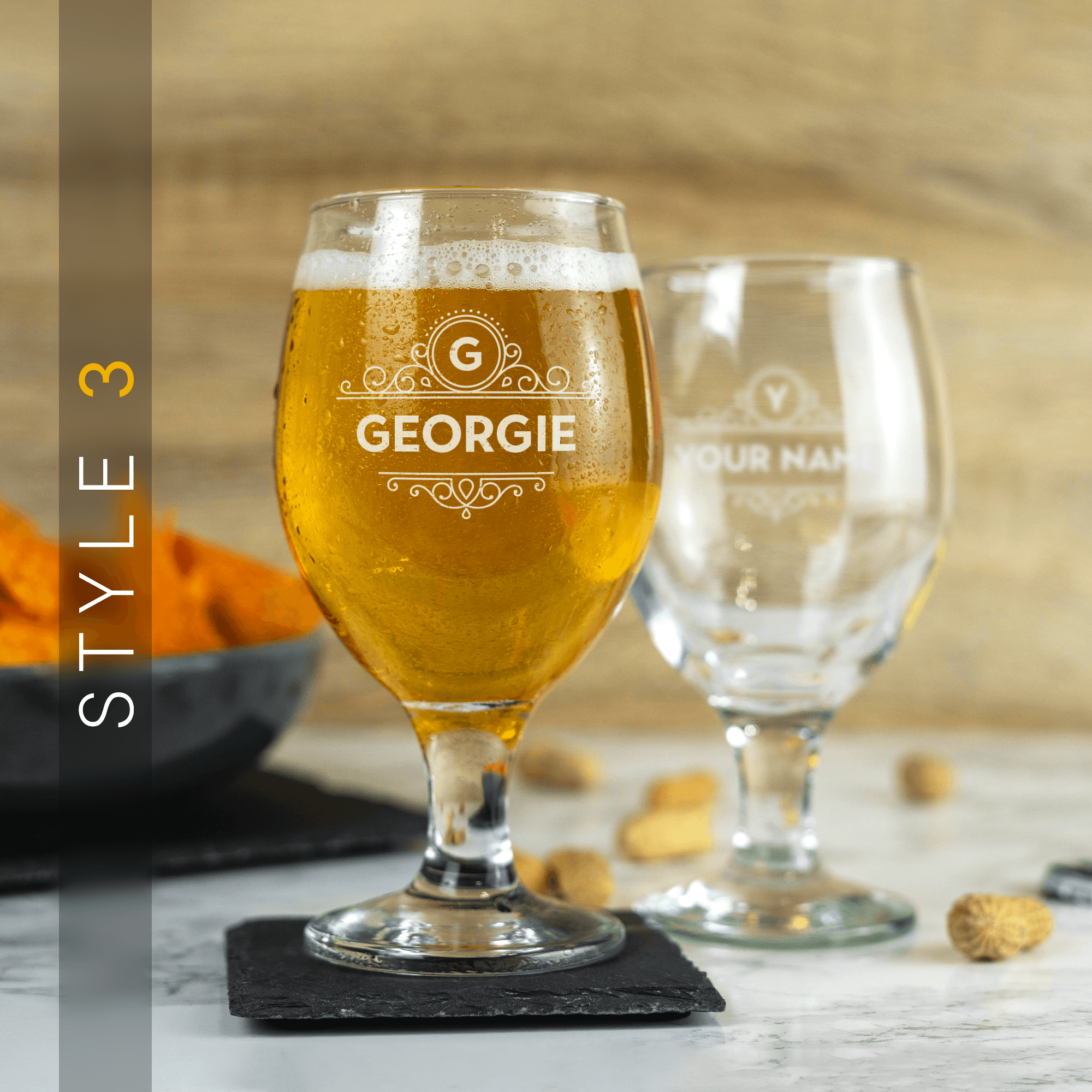 Personalised Engraved Stemmed Beer Glass - So Bespoke Gifts