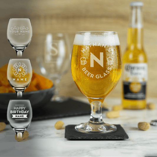 Personalised Engraved Stemmed Beer Glass - So Bespoke Gifts