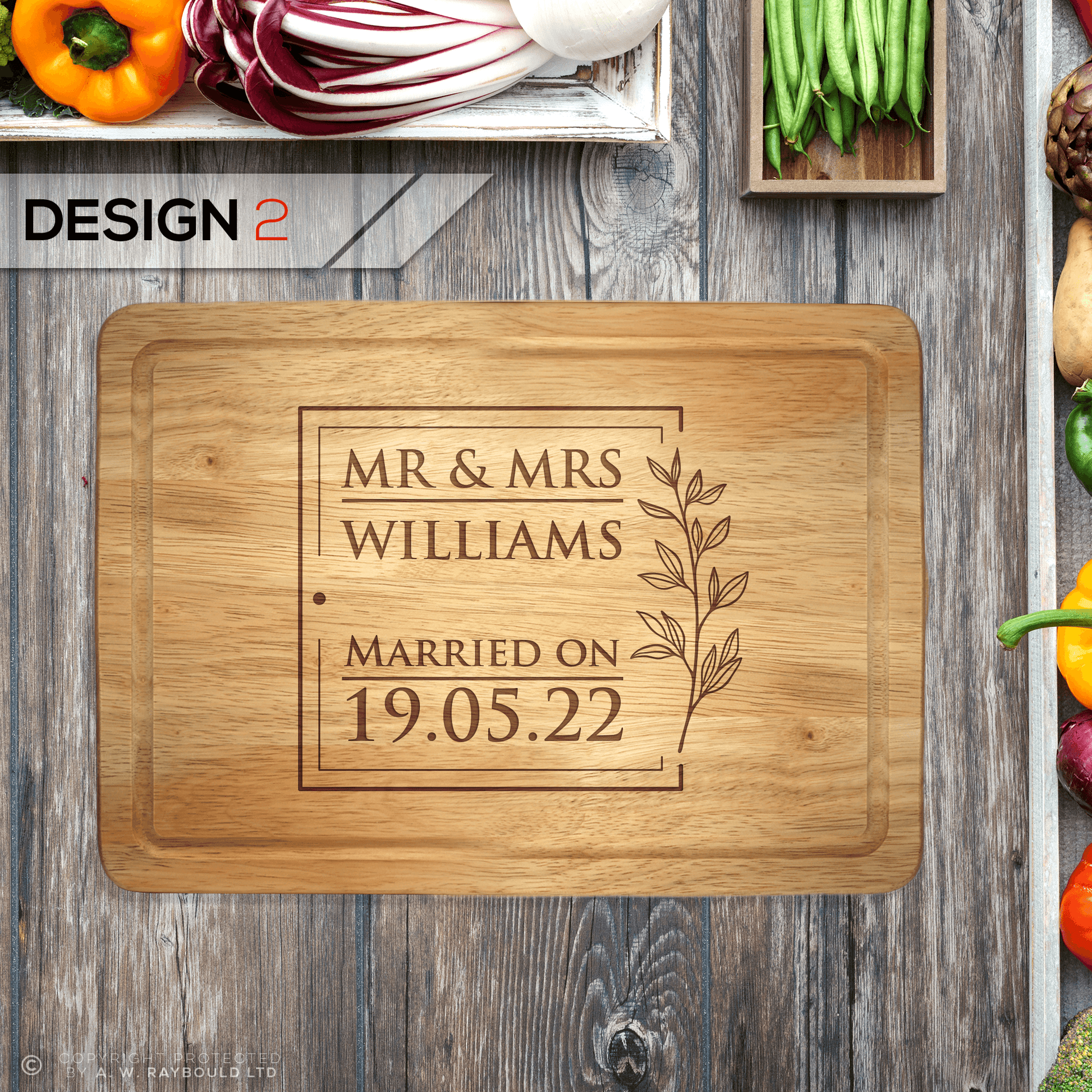 Personalised Engraved Wedding Rectangle Chopping Board - So Bespoke Gifts