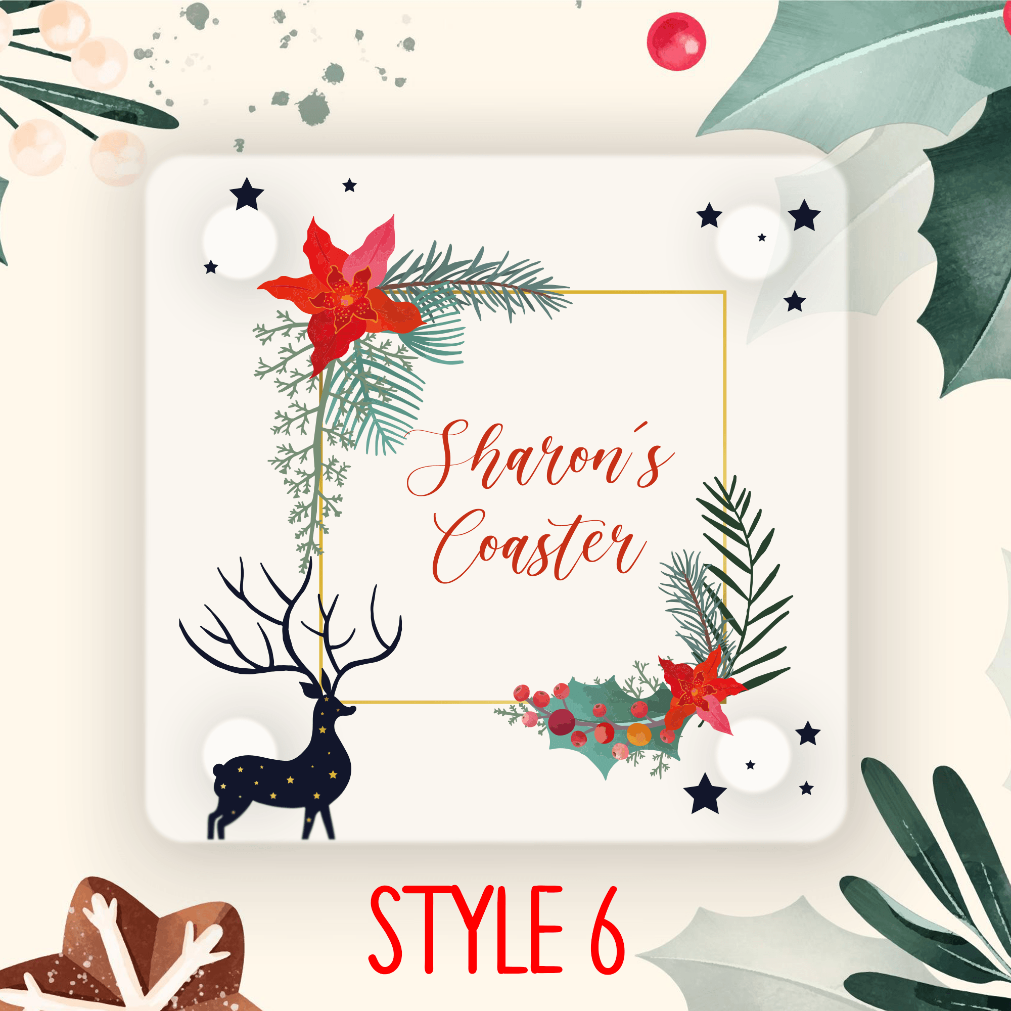 Personalised Printed Christmas Coaster - So Bespoke Gifts