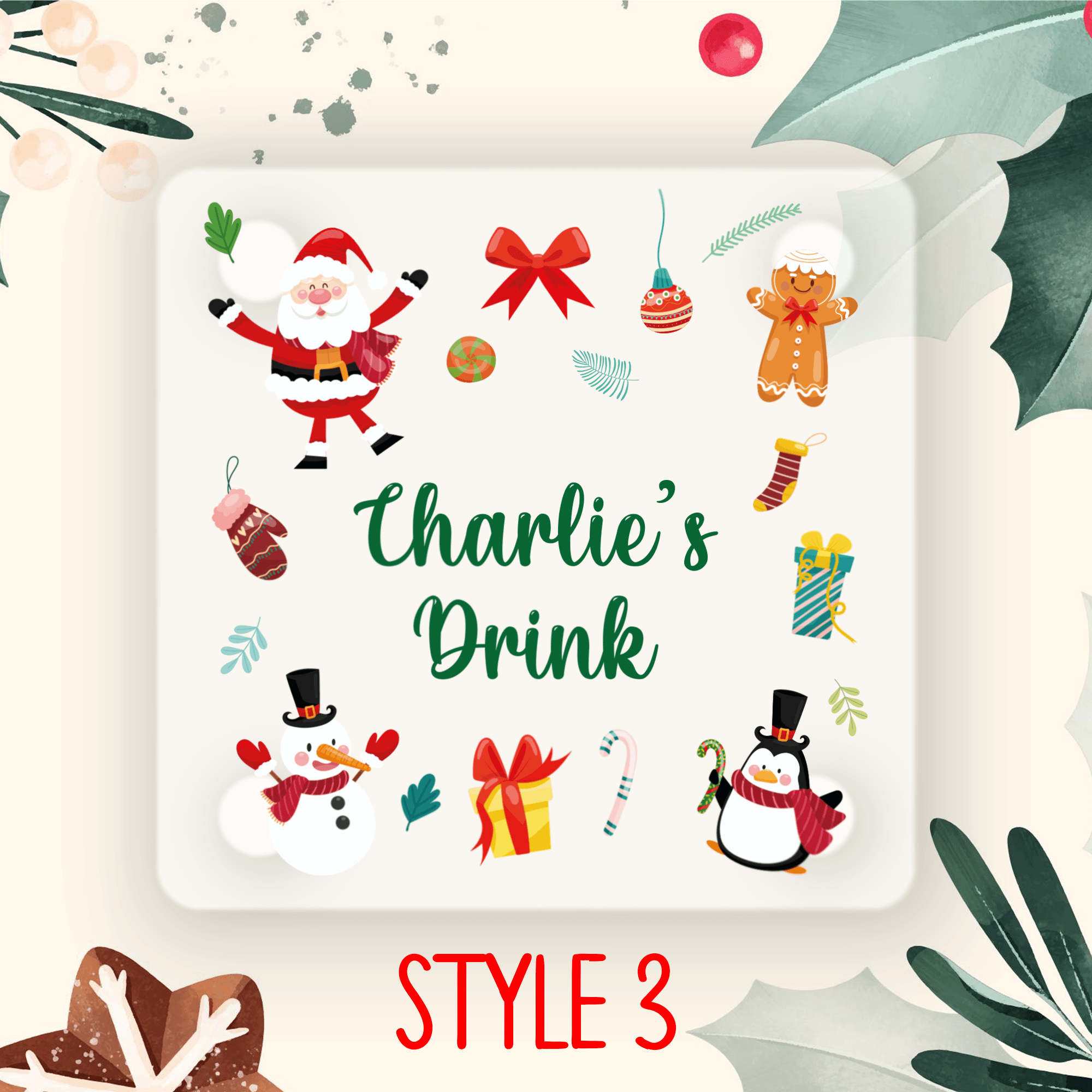 Personalised Printed Christmas Coaster - So Bespoke Gifts