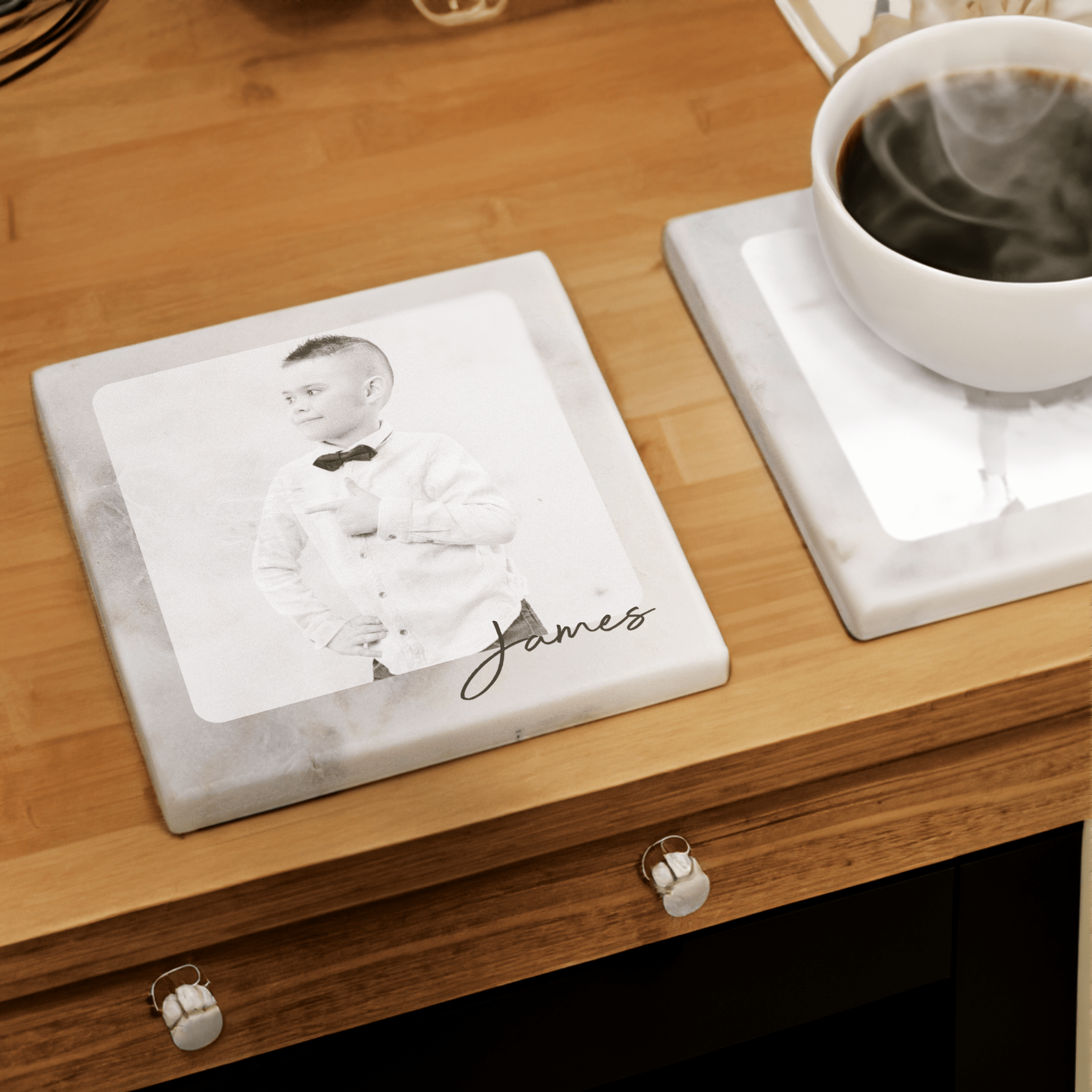 Personalised Printed Photo Marble Coaster - So Bespoke Gifts