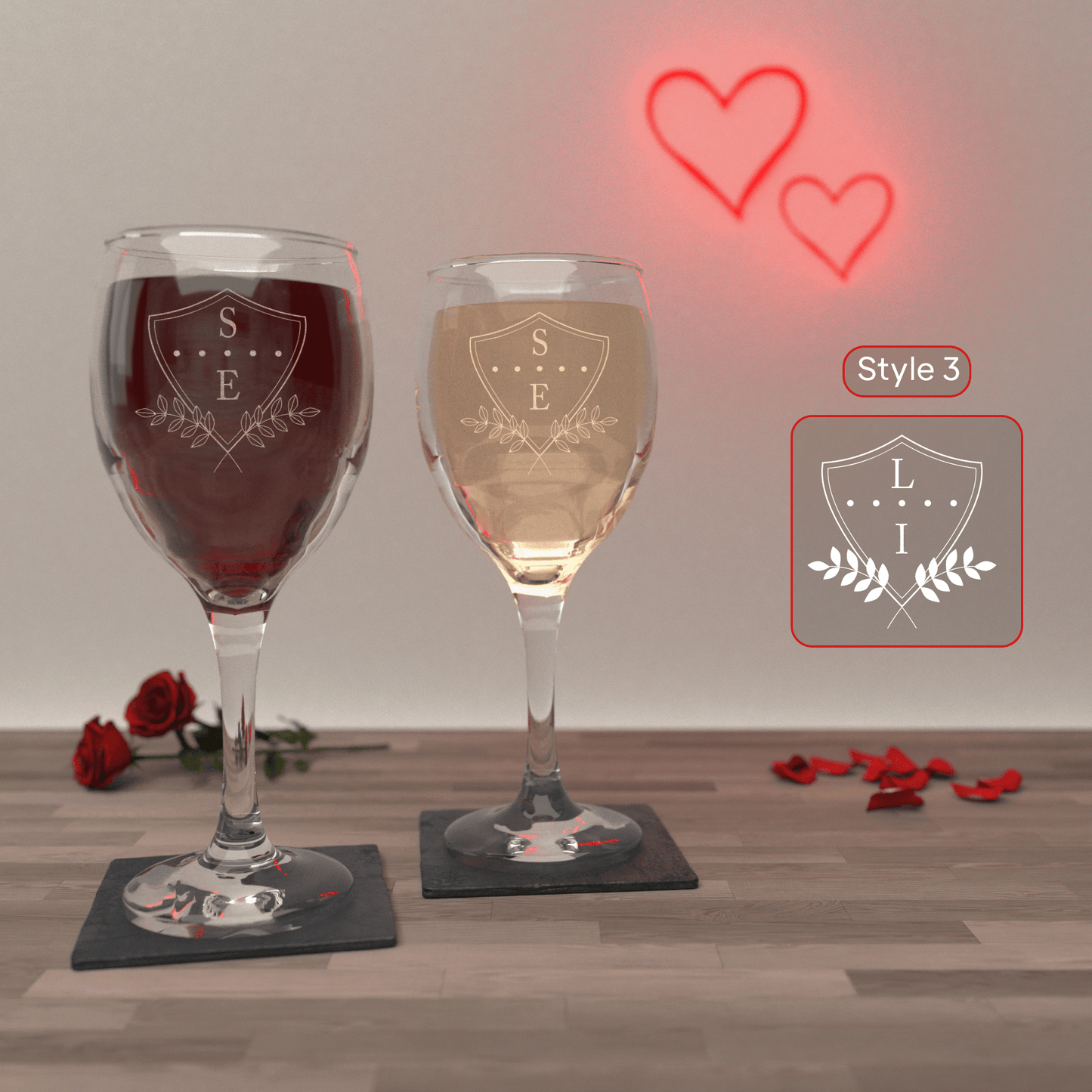 Personalised Valentines Day Wine Glass Set - So Bespoke Gifts