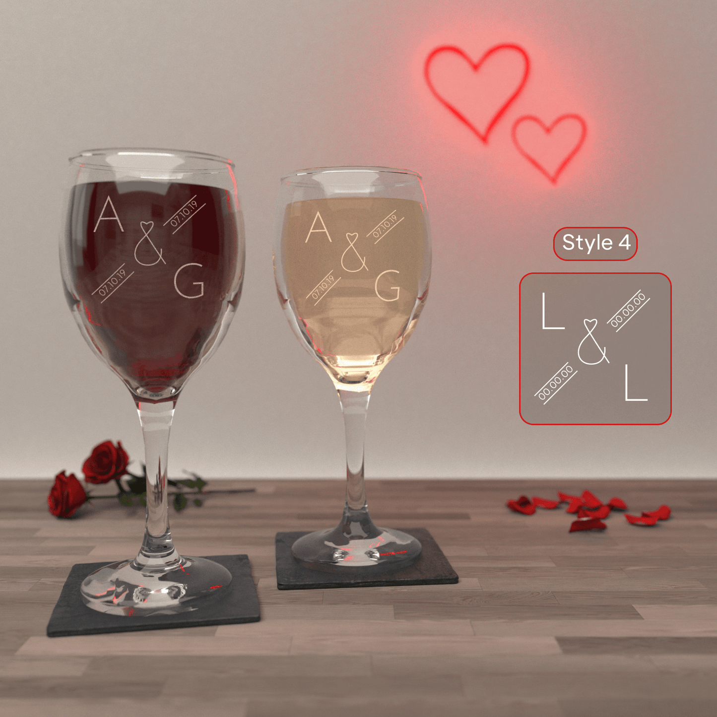 Personalised Valentines Day Wine Glass Set - So Bespoke Gifts