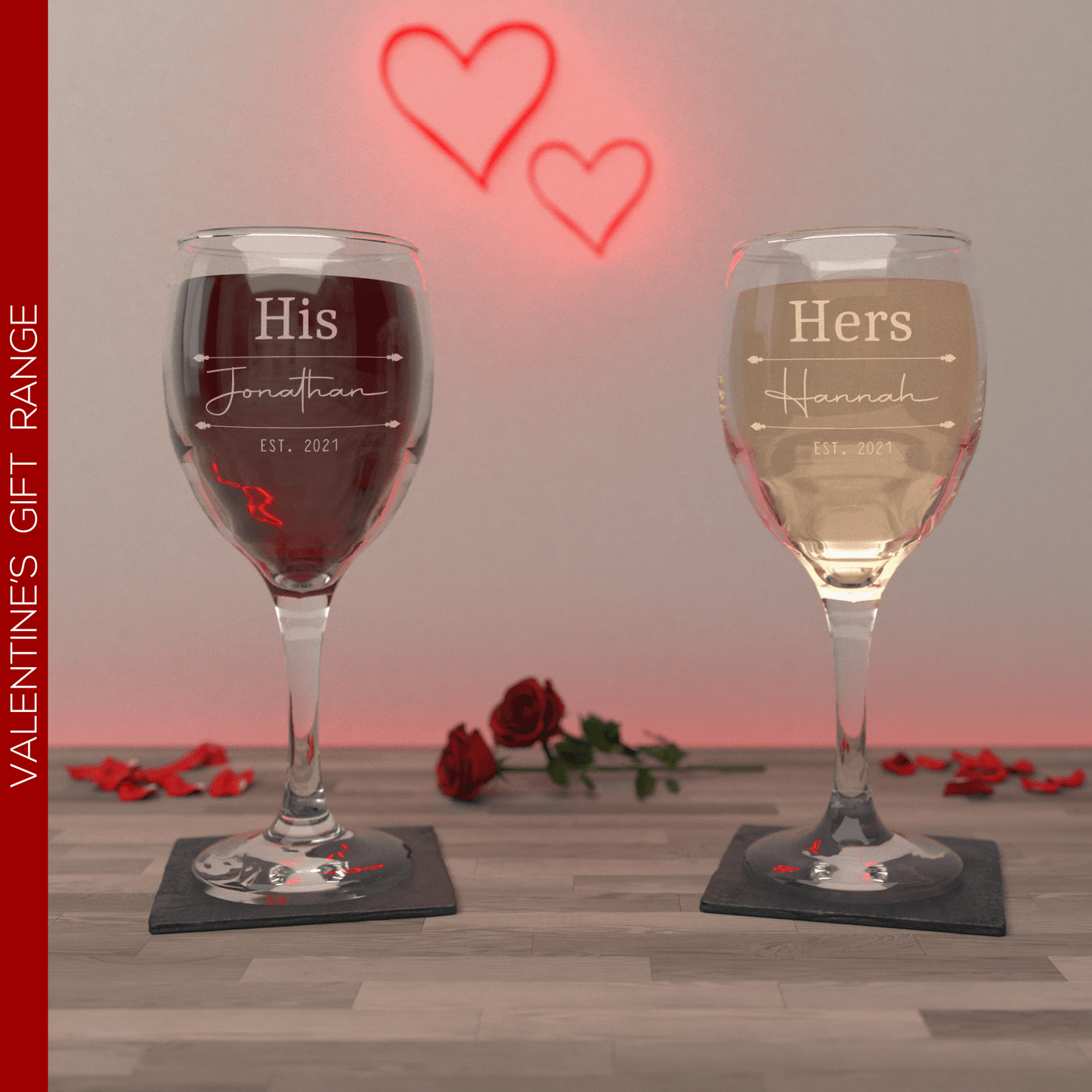 Personalised Valentines Day Wine Glass Set - So Bespoke Gifts