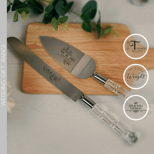 Personalised Wedding Knife Engraved Cake Server and Knife Set - So Bespoke Gifts